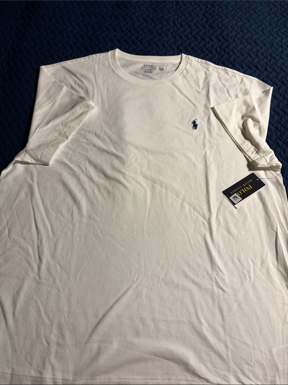 NWT Polo by Ralph Lauren White Crew Neck T-Shirt with Navy Pony